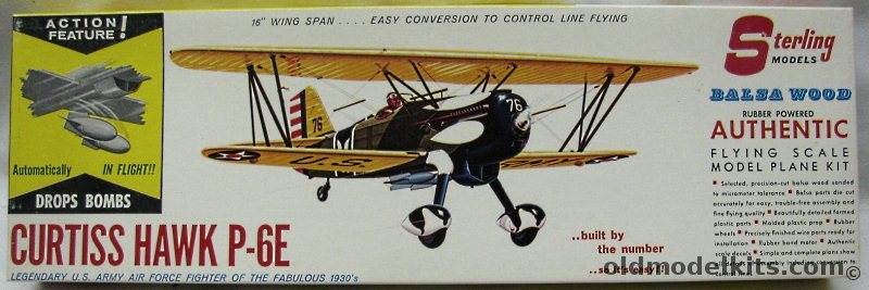 Sterling Curtiss P-6E Hawk - 16 inch Wingspan Flying Model Aircraft that Drops Bombs in Flight, A10 plastic model kit